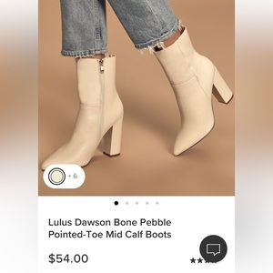 Lulu’s Dawson Bone Pebble Pointed Toe Mid-Calf Booties